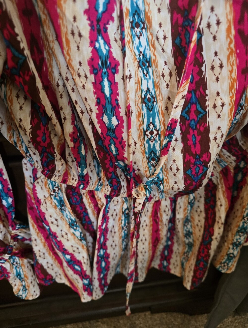 Rebellious Rose Multi-Color Printed Ruffle Blouse - Picture 2 of 8
